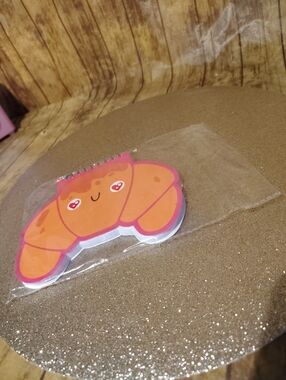Cute Croissant Shaped Notepad - Orange & Pink